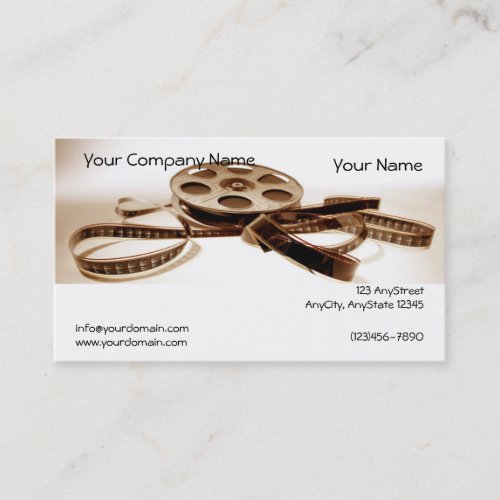 Film Reel in Sepia Tones Background Business Card Template