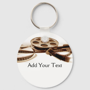 Film Reel in Sepia Tones Background Keychain