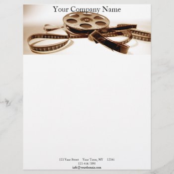 Film Reel In Sepia Tones Background Letterhead by BeSeenBranding at Zazzle