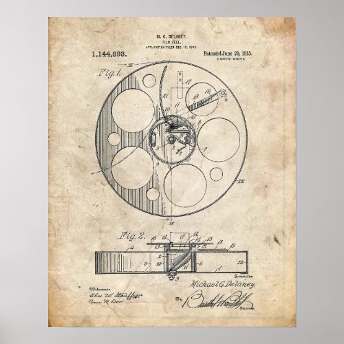 Film Reel Patent Poster