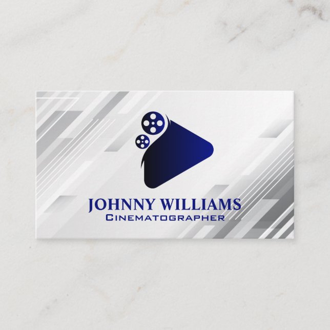 Film Reel | Play Button Logo Business Card (Front)