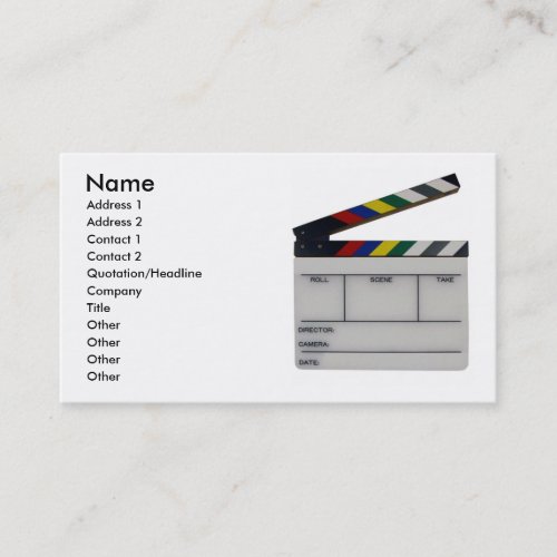 Film slate color clapboard movie business card