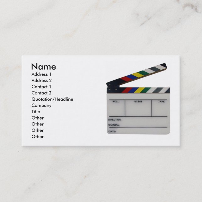 Film slate color clapboard movie business card (Front)