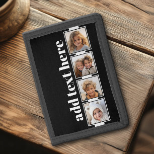 Film Strip Frame 4 Photo Collage Squares Tri-fold Wallet