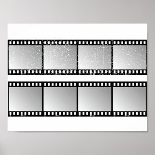 Film Strip Frames Black and White Poster