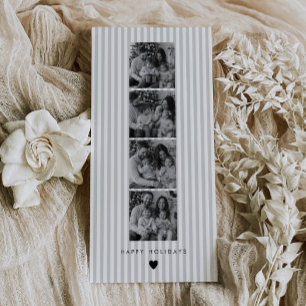 Film Strip Grey Stripy Photo Booth Family Holiday Card