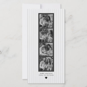 Film Strip Grey Stripy Photo Booth Family Holiday Card