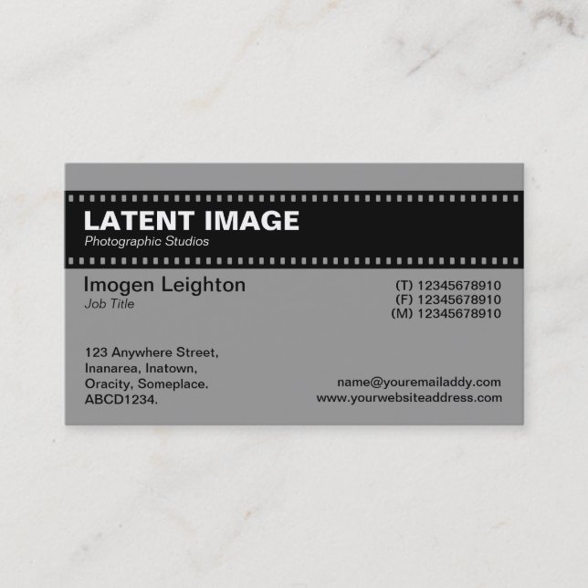 Film Strip Header - Gray Business Card (Front)