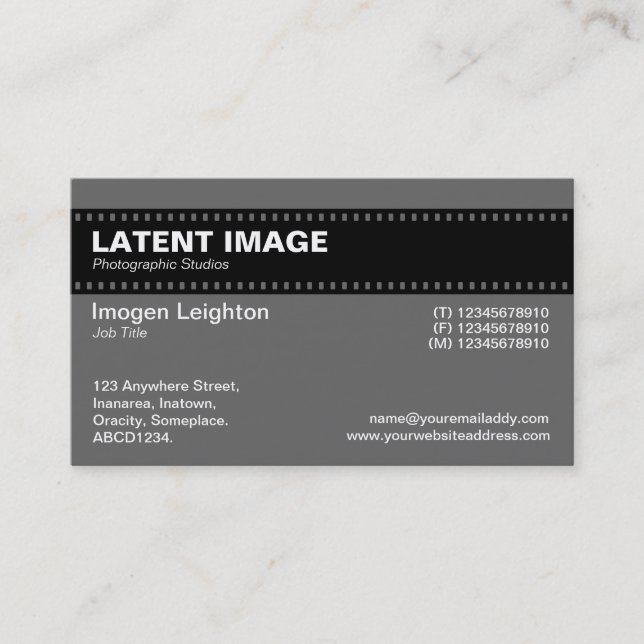 Film Strip Header - Gray Business Card (Front)