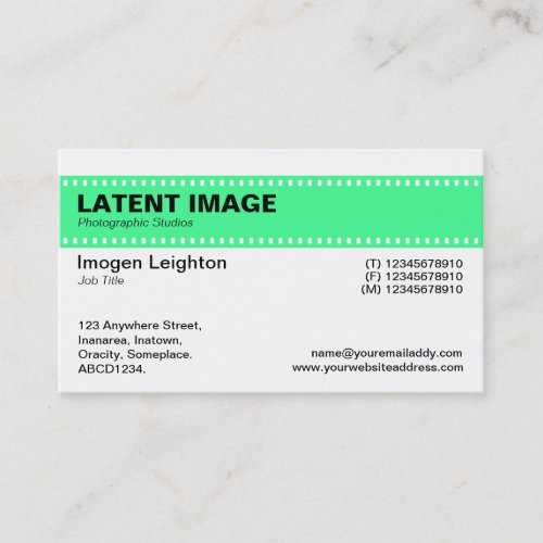 Film Strip Header _ Mint Green and White Business Card