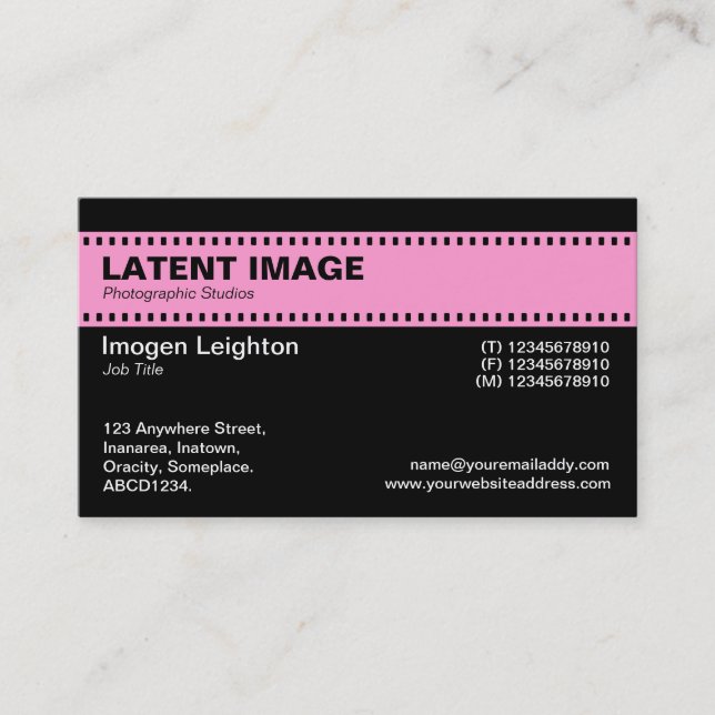 Film Strip Header - Pink with Black Business Card (Front)