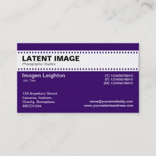 Film Strip Header - White with Dp Purple Business Card