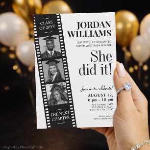 Film Strip Invite, Hollywood Custom Graduation Invitation