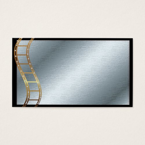 Film Strip Metallic Gold and Silver Business Card Template