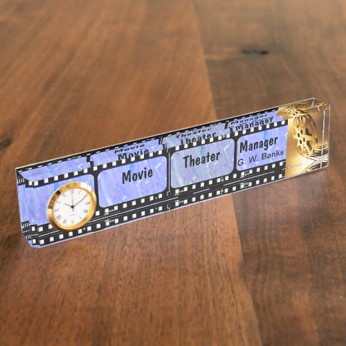 Film Strip Name Plate With Clock