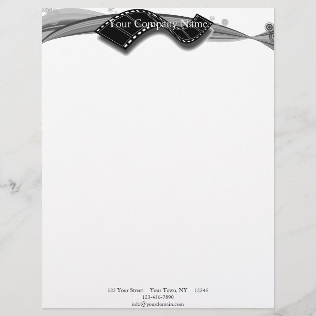 Film Strip on Black and White Ribbon Letterhead (Front)