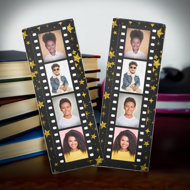 Film Strip Photo Booth Gold Black Stylish  Bookmarks (Film Strip Photo Booth Gold Black Stylish Bookmarks is a great keepsake with photos. A great gift. )