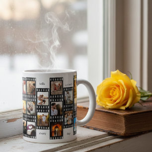 Film Strip Photo Collage Custom 26-Photo Memory Giant Coffee Mug