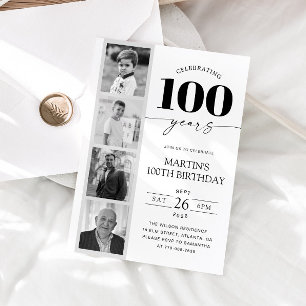 FIlm Strip Photo Minimalist 100th Birthday Invitation