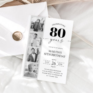 FIlm Strip Photo Minimalist 80th Birthday Invitation