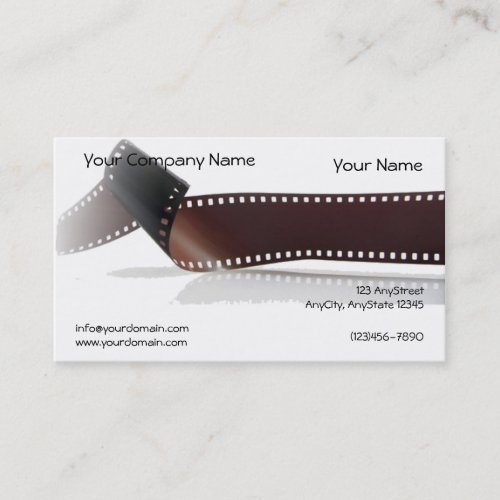 Film Strip with Reflection on White Background Business Card Templates