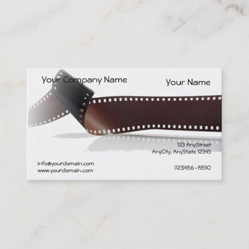 Customizable Film Strip with Reflection on White Background Business Card Templates