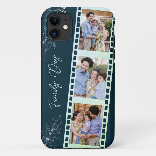 Film Stripes Square Family Photo Collage  iPhone 11 Case