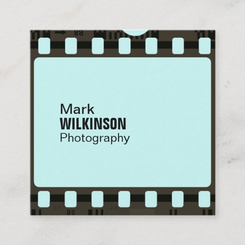 Film tape negative frame teal square business card