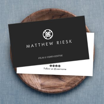 Filmmaker And Video Editor Film Reel Logo   Business Card by sm_business_cards at Zazzle
