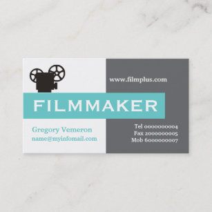 Filmmaker grey, white, aqua eye-catching business card