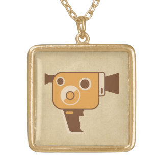 Filmmaker Movie Camera Gold Plated Necklace