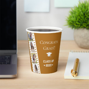 Filmstrip Four Photo Collage Graduation Orange Paper Cups