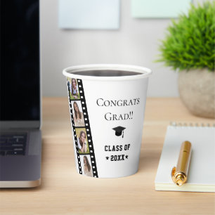Filmstrip Four Photo Collage Graduation Party Paper Cups