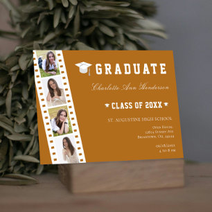 Filmstrip Four Photo Collage Open House   Orange Invitation