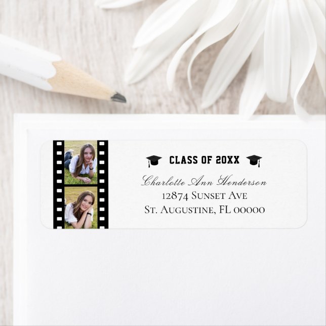 Filmstrip Photo Collage Graduation Address Label (Insitu)