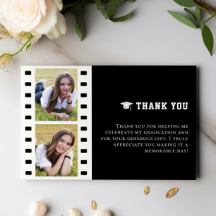 Filmstrip Photo Collage Graduation   Black Thank You Card