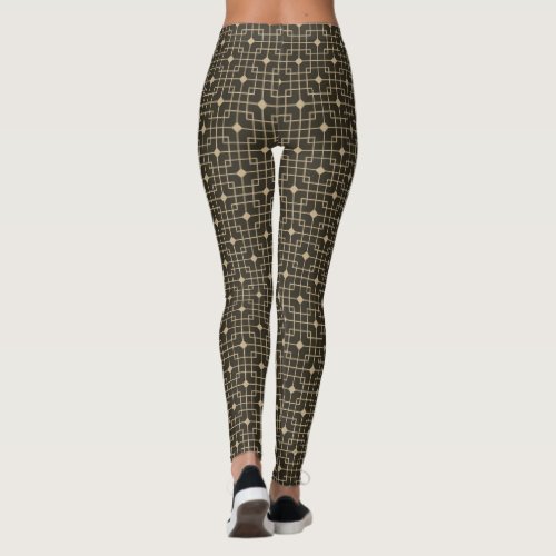 Filtered Cubes And Cubics Pointed Chinese Pattern Leggings