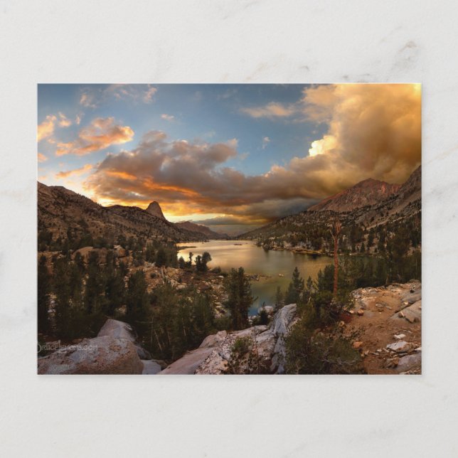 Fin Dome Middle Rae Lake Sunset - John Muir Trail Postcard (Front)