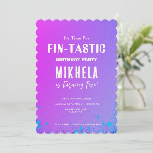 Fin_tastic Mermaid Theme Background Birthday Invitation