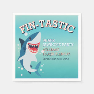 Fin-tastic Shark Birthday Jawsome Birthday Napkins
