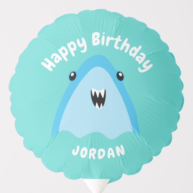 Fin-tastic Shark Birthday Party Kids Under The Sea Balloon (Front)