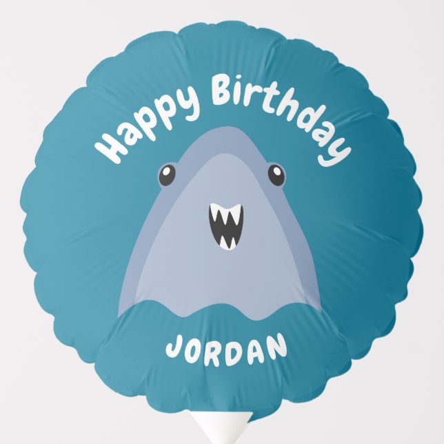 Fin-tastic Shark Birthday Party Kids Under The Sea Balloon (Front)