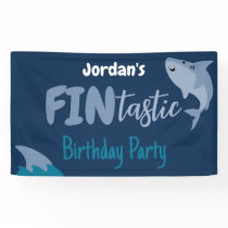 Fin-tastic Shark Birthday Party Kids Under The Sea Banner
