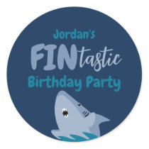 Fin-tastic Shark Birthday Party Kids Under The Sea Classic Round Sticker