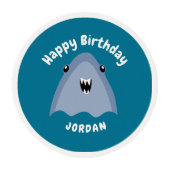 Fin-tastic Shark Birthday Party Kids Under The Sea Edible Frosting Rounds (Front)