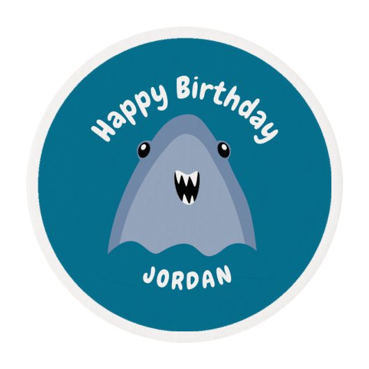 Fin-tastic Shark Birthday Party Kids Under The Sea Edible Frosting Rounds (Front)