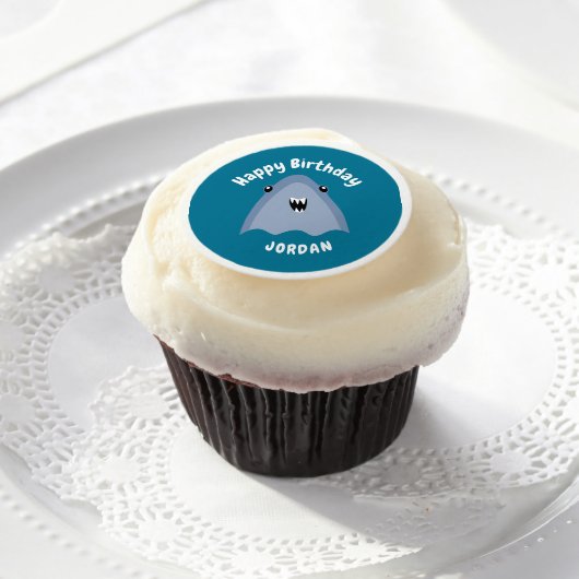 Fin-tastic Shark Birthday Party Kids Under The Sea Edible Frosting Rounds (Cupcake)