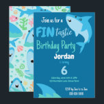 Fin-tastic Shark Birthday Party Kids Under The Sea Invitation<br><div class="desc">Fin-tastic Shark Birthday Party Kids Under The Sea Birthday Invitations. Sharks in the ocean birthday party supplies.</div>