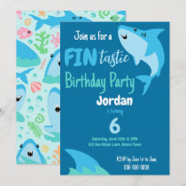 Fin-tastic Shark Birthday Party Kids Under The Sea Invitation