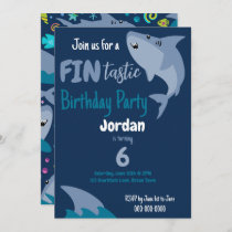 Fin-tastic Shark Birthday Party Kids Under The Sea Invitation